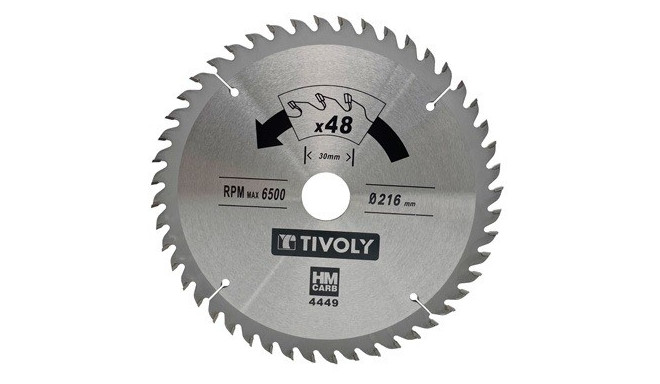 Circular saw blade Tivoly 190x30x2.8/1.7mm, z40, 15°, (20mm adaptor), for wood