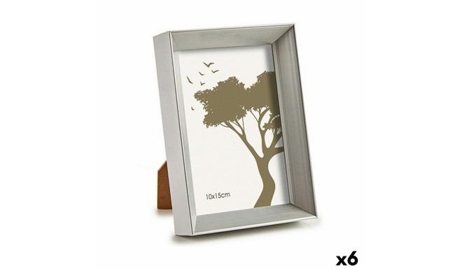 Photo frame 12,5 x 17,3 x 3,5 cm Silver Plastic Glass (6 Units)