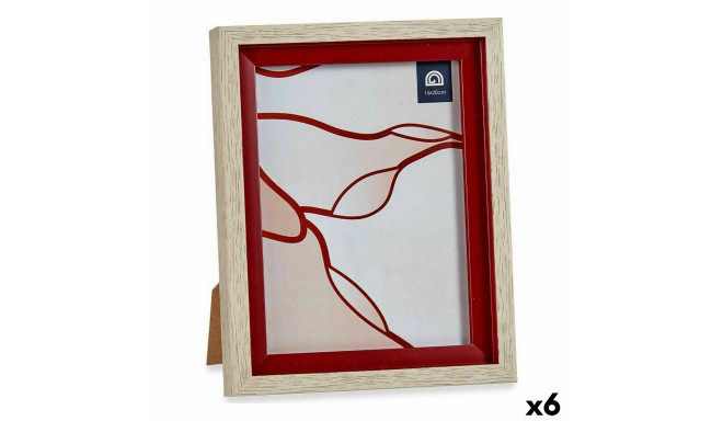 Photo frame 18,8 x 2 x 24 cm Crystal Red Wood Brown Plastic (6 Units)