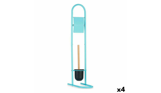 Toilet Paper Holder with Brush Stand 16 x 28,5 x 80,8 cm Blue Metal Plastic Bamboo (4 Units)