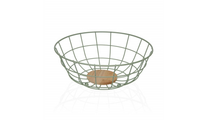 Fruit Bowl Versa Green 28 x 12 x 28 cm Wood Rubber wood Steel Iron