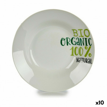 Deep Plate 136300Y Organic White Green Porcelain Printed Ø 20,6 cm 20,5 x 4 x 20,5 cm (10 Units)