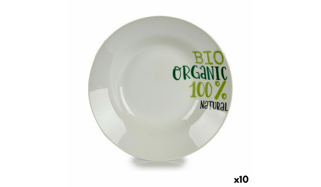 Deep Plate Organic White Green Ø 20,6 cm Porcelain (10Units)