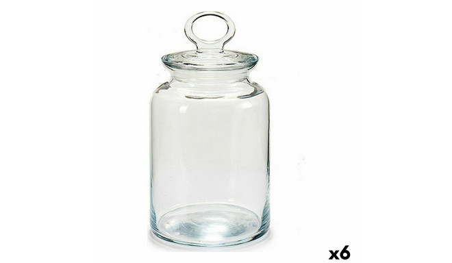 Jar Kitchen 12 x 21,5 x 12 cm Transparent Silicone Glass 1,5 L (6 Units)