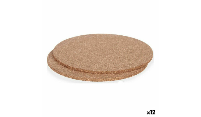 Trivet set Table Mat Natural Cork 18 x 0,5 x 18 cm (12 Units)