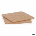 Set Table Mat 18 x 0,5 x 18 cm Natural Cork (12 Units)