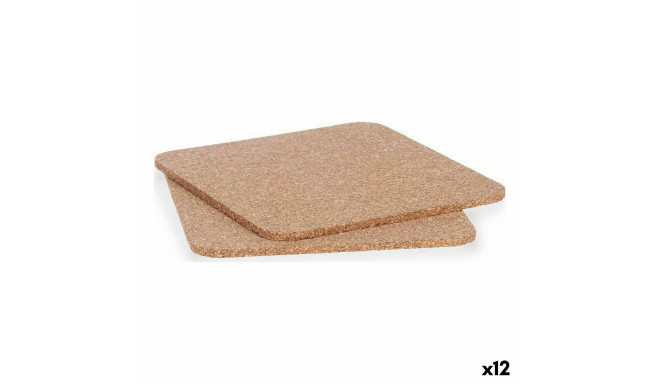 Trivet set Table Mat Natural Cork 18 x 0,5 x 18 cm (12 Units)