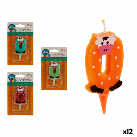 Candle CL14A022 CL14A022 Birthday animals Number 0 (12 Units)