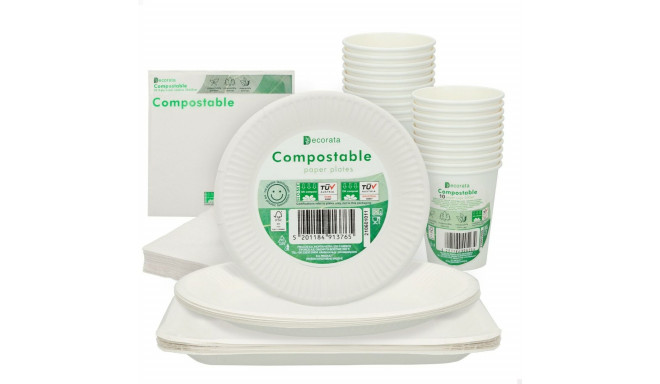 Party supply set Procos White (70 piezas)