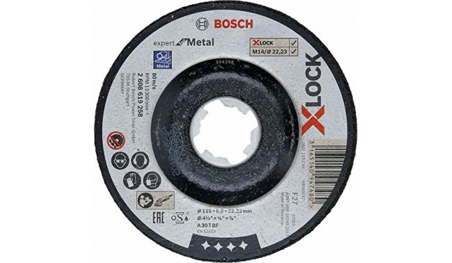 Bosch roughing X-LOCK Expert for Metal 115mm cranked grinding wheel (115 x 6 x Length 22.23mm)
