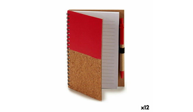 Spiral Notebook with Pen Wood 12,5 x 18 cm (12 Units)