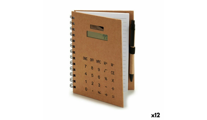 Spiral Notebook with Pen Calculator 14 x 18 x 1,5 cm (12 Units)