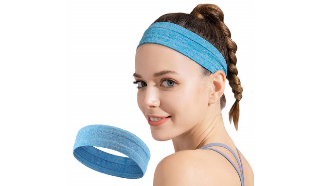 Elastic fabric headband for running fitness blue