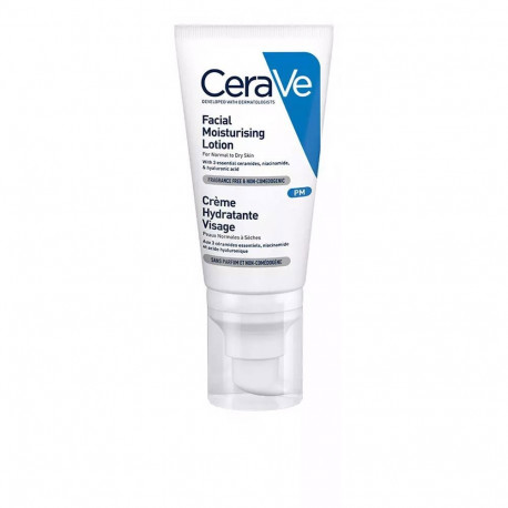 CERAVE LOCIÓN hidratante de rostro para piel normal y seca con ácido hialurónico y niacinamida 52 ml