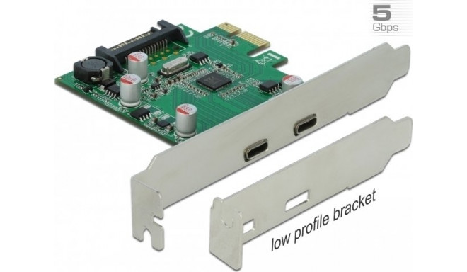 DeLOCK PCIe x1> 2x external SuperSpeed ??USB - (USB 3.2 Gen 1) USB Type-C