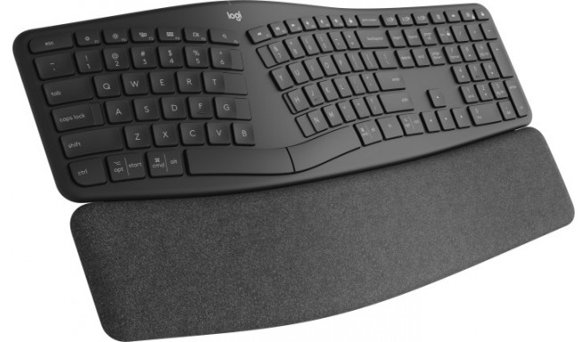 ERGO klaviatuur K860 DE-paigutus mustust tõrjuv materjal ühilduv Windowsi/Maciga, must