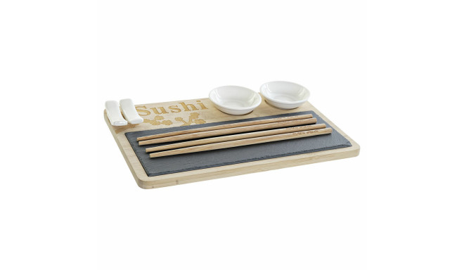 Sushi Set DKD Home Decor PC-186227 White Black Natural Bamboo Board Modern Oriental 28,5 x 18,5 x 2,