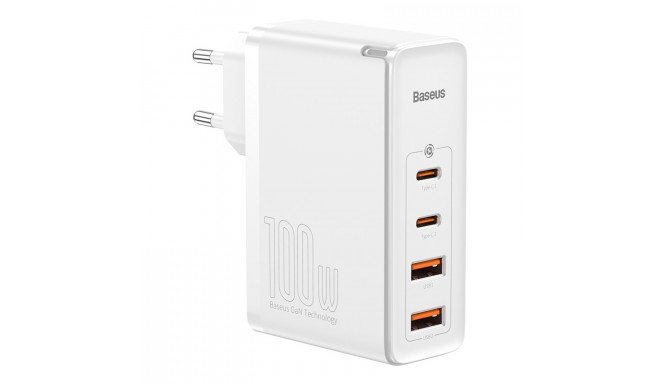 Seina kiirlaadija GaN2 Pro 100W 2xUSB + 2xUSB-C QC4+ PD3.0 USB-C kaabliga, valge