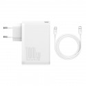 Wall Quick Charger GaN2 Pro 100W 2xUSB + 2xUSB-C QC4+ PD3.0 with USB-C Cable, White