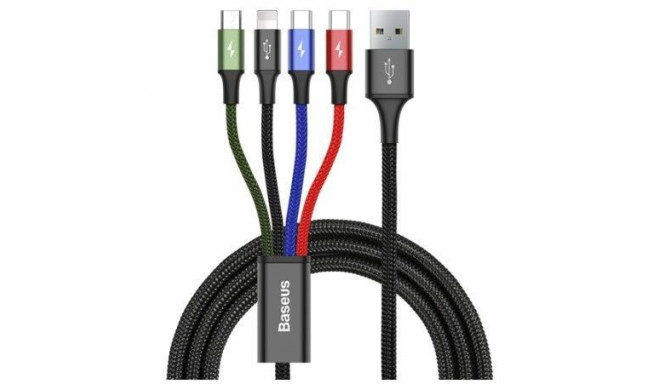 Baseus cable USB 4in1 Lightning / 2x USB Type C / micro USB cable in nylon braid 3.5A 1.2m black (CA