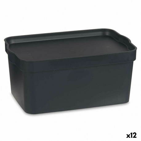 Storage Box with Lid Kipit TP594-1 TP594-1 Anthracite Plastic 7,5 L (12 Units)
