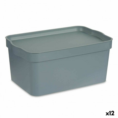 Uzglabāšanas Kaste ar Vāku Kipit TP594-2 Pelēks Plastmasa 7,5 L 21 x 14,2 x 32 cm (12 gb.)