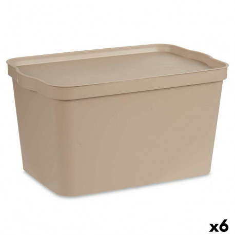 kaanega säilituskarp Kipit TP596-3 Beež Plastmass 24 L 29,3 x 24,5 x 45 cm (6 Ühikut)