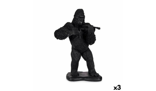 Decorative Figure Gorilla Violin Black 17 x 41 x 30 cm (3 Units)