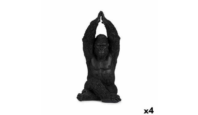 Dekoratīvās figūriņas Gorilla Yoga Melns 18 x 36,5 x 19,5 cm (4 gb.)