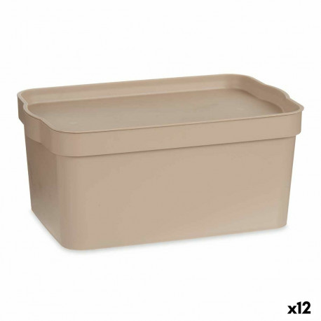 Storage Box with Lid Kipit TP594-3 TP594-3 Beige Plastic 7,5 L (12 Units)