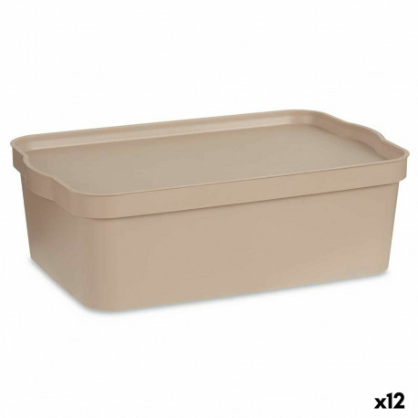 Uzglabāšanas Kaste ar Vāku Kipit TP595-3 Bēšs Plastmasa 14 L 29,5 x 14,5 x 45 cm (12 gb.)