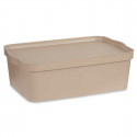 Uzglabāšanas Kaste ar Vāku Bēšs Plastmasa 14 L 29,5 x 14,5 x 45 cm (12 gb.)