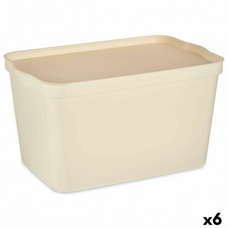 kaanega säilituskarp Kipit TP596-3 Kreemikas Plastmass 24 L 29,3 x 24,5 x 45 cm (6 Ühikut)