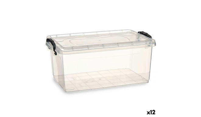 kaanega säilituskarp Kipit TP546-1 Läbipaistev Plastmass (12 Ühikut)