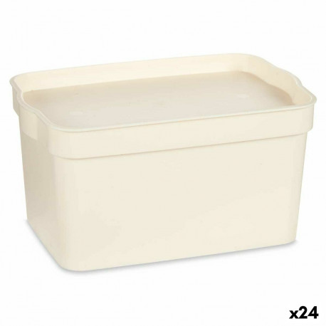 Storage Box with Lid Kipit TP592-4 TP592-4 Cream Plastic 2,3 L (24 Units)