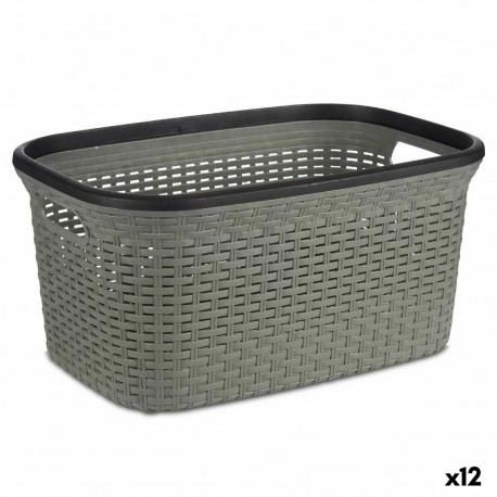 Laundry Basket Kipit TP7001-2 TP7001-2 Black Grey Plastic 36 L 36 x 25,5 x 53 cm (12 Units)