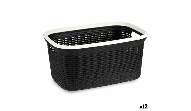 Laundry Basket White Black Plastic 36 L 36 x 25,5 x 53 cm (12 Units)