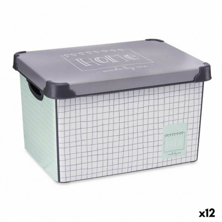 kaanega säilituskarp Kipit Home Hall Plastmass Ruuduline 22 L 29 x 23,5 x 39 cm (12 Ühikut)