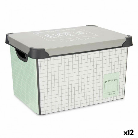 kaanega säilituskarp Kipit Home Hall Plastmass Ruuduline 17 L 28 x 22 x 37 cm (12 Ühikut)