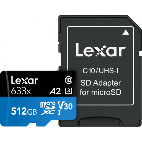 Lexar microSDXC 633x UHS-I/A2/U3/10 R100/W45MB (V30) 512GB