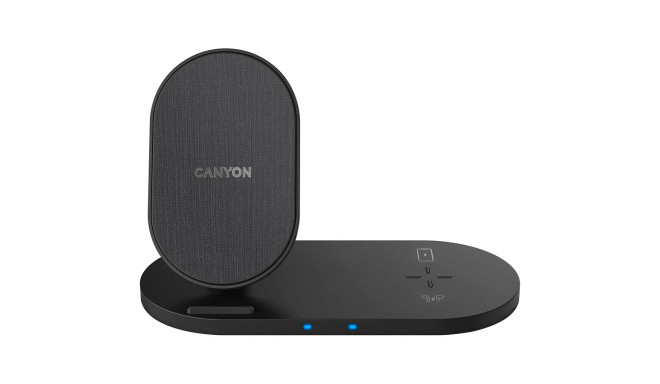 CANYON WS-202, 2in1 Wireless charger, Input 5V/3A, 9V/2.67A, Output 10W/7.5W/5W, Type c cable length