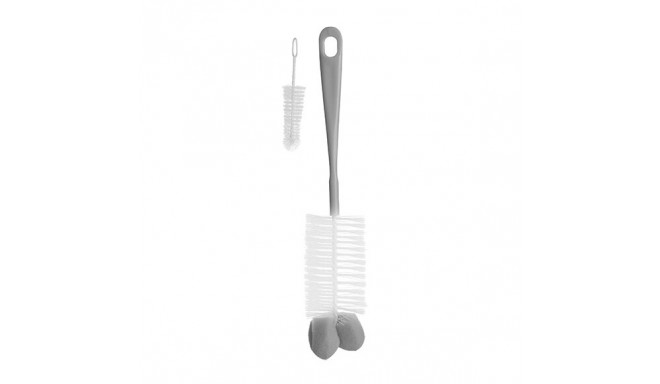 BabyOno Baby bottles and teats brush with mini brush & sponge tip, grey, 720/03