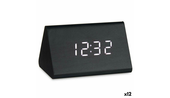 Digitāls Galda Pulkstenis Melns PVC Koks MDF 11,7 x 7,5 x 8 cm (12 gb.)