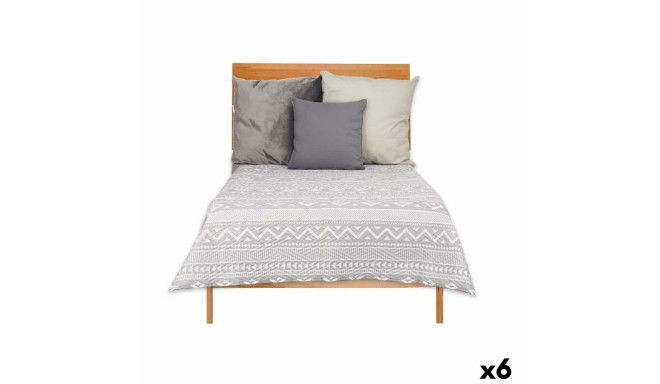 Reversible Bedspread 180 x 260 cm Ethnic White Grey (6 Units)