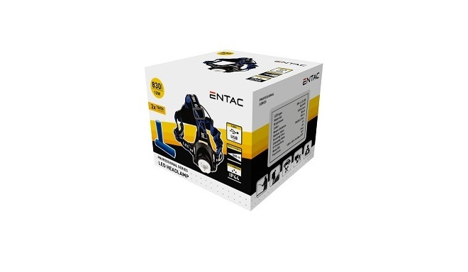 Pealamp Entac zoom 10W, 2*18650 Li-ion+kaabel