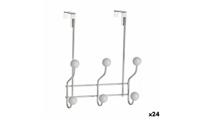Riidepuu Uksele Berilo W4742-6H Valge Metall Plastmass 10 x 22 x 26 cm (24 Ühikut)