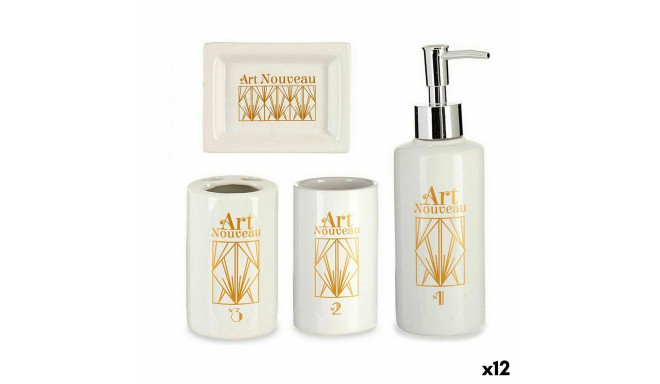 Bath Set White Golden Ceramic (12 Units)