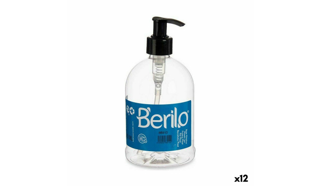 Soap Dispenser Berilo SE1205-DOSIFICADOR Black Transparent Plastic 500 ml 8 x 16,5 x 8 cm (12 Units)
