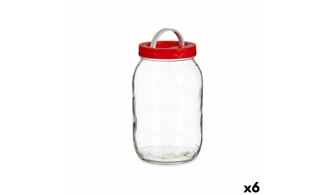 Jar Lid with handle Red polypropylene 2 L 12 x 21 x 12 cm (6 Units)