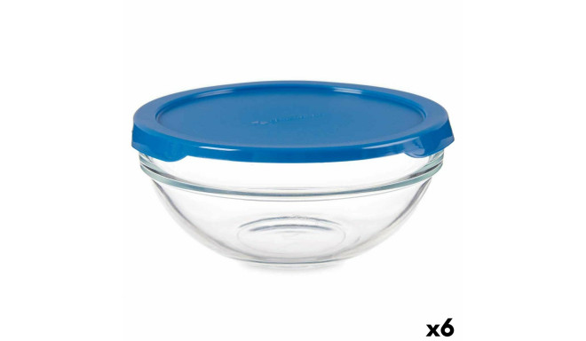 Round Lunch Box with Lid Chefs Blue 595 ml 14 x 6,3 x 14 cm (6 Units)